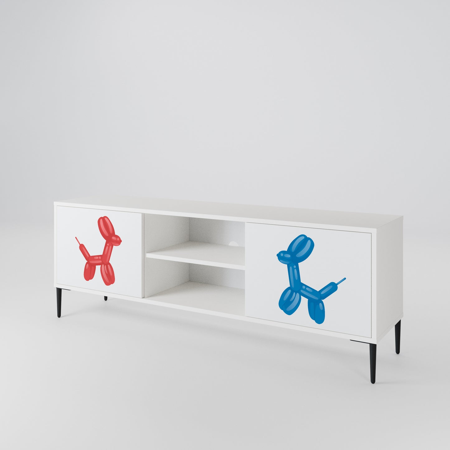 CHILDHOOD MEMORY 2-Door TV Stand in White Finish