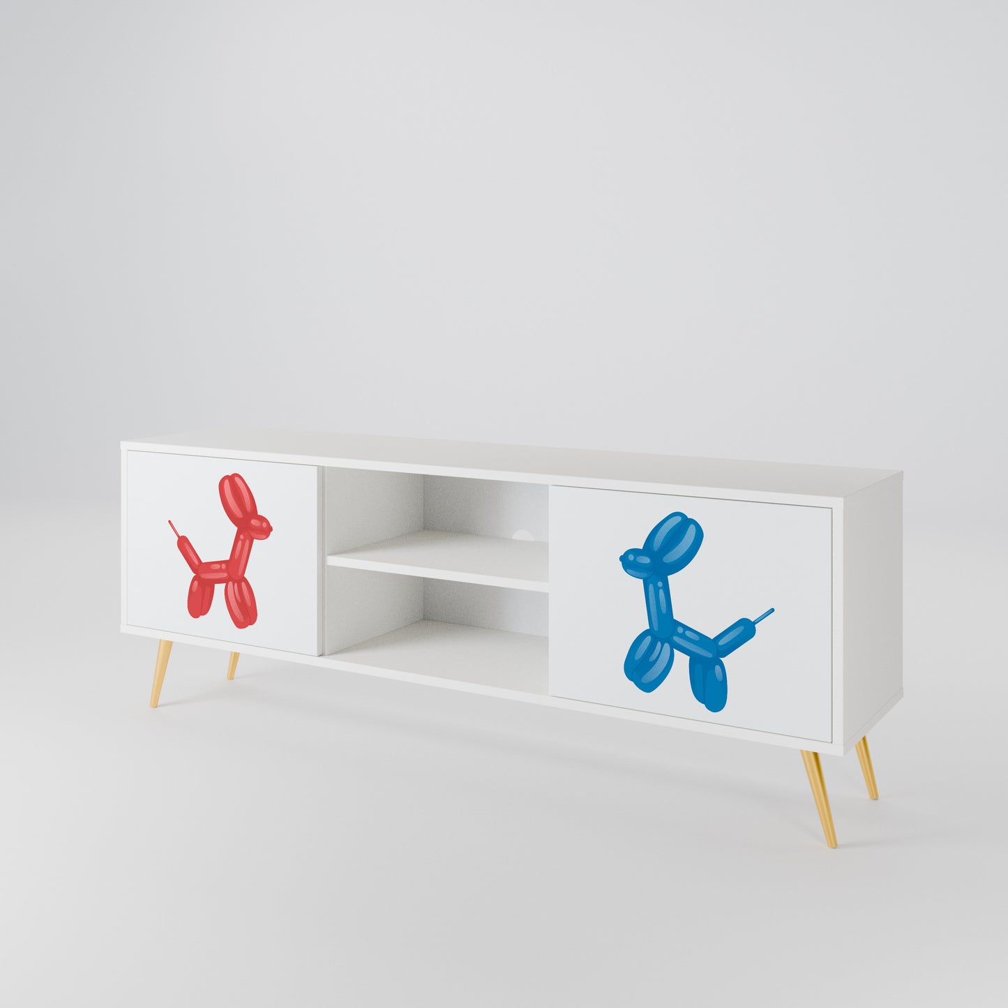 CHILDHOOD MEMORY 2-Door TV Stand in White Finish