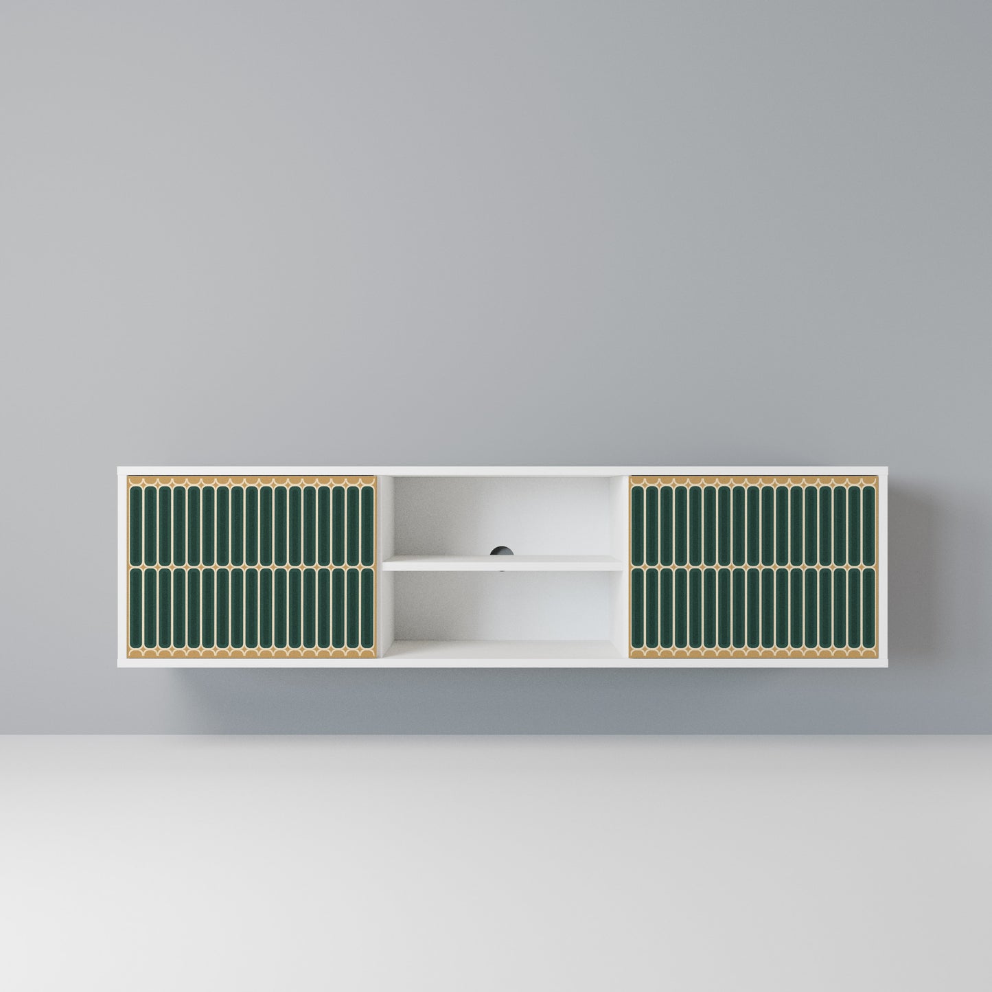ILUSION GATE 2-Door TV Stand in White Finish