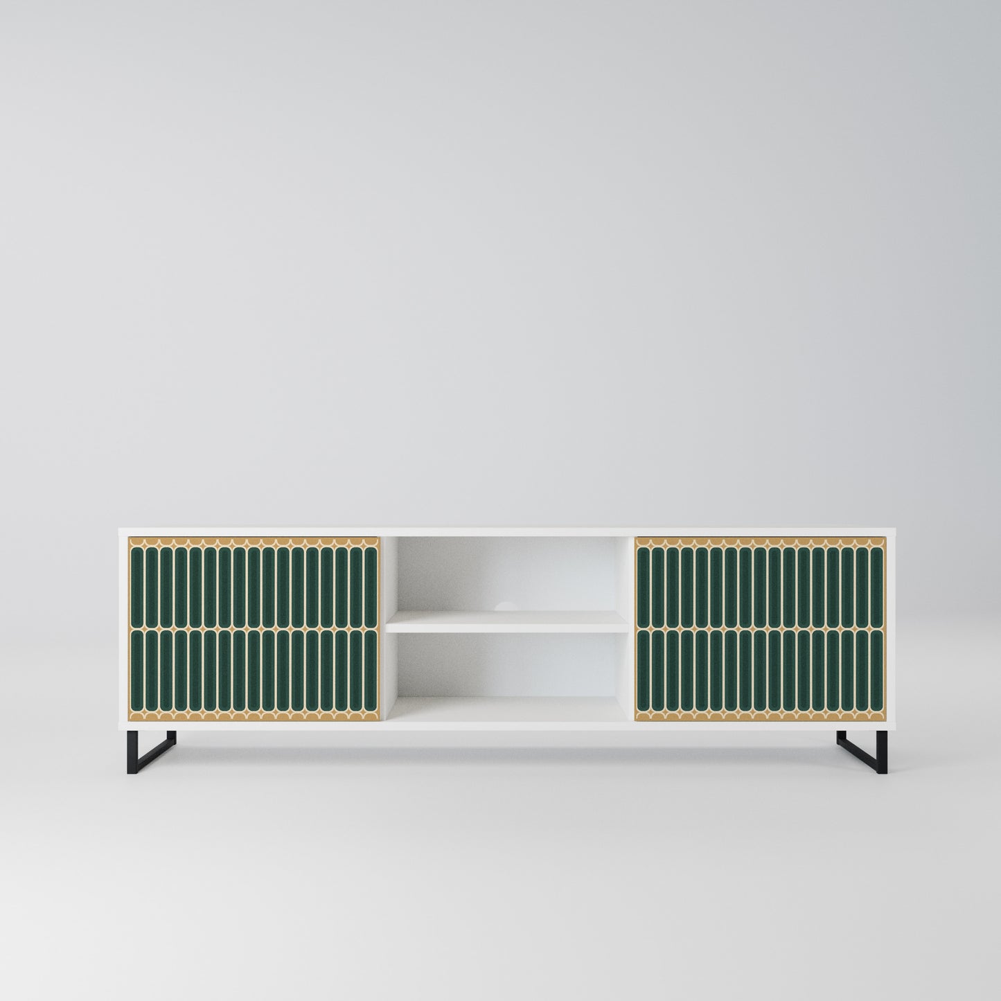 ILUSION GATE 2-Door TV Stand in White Finish