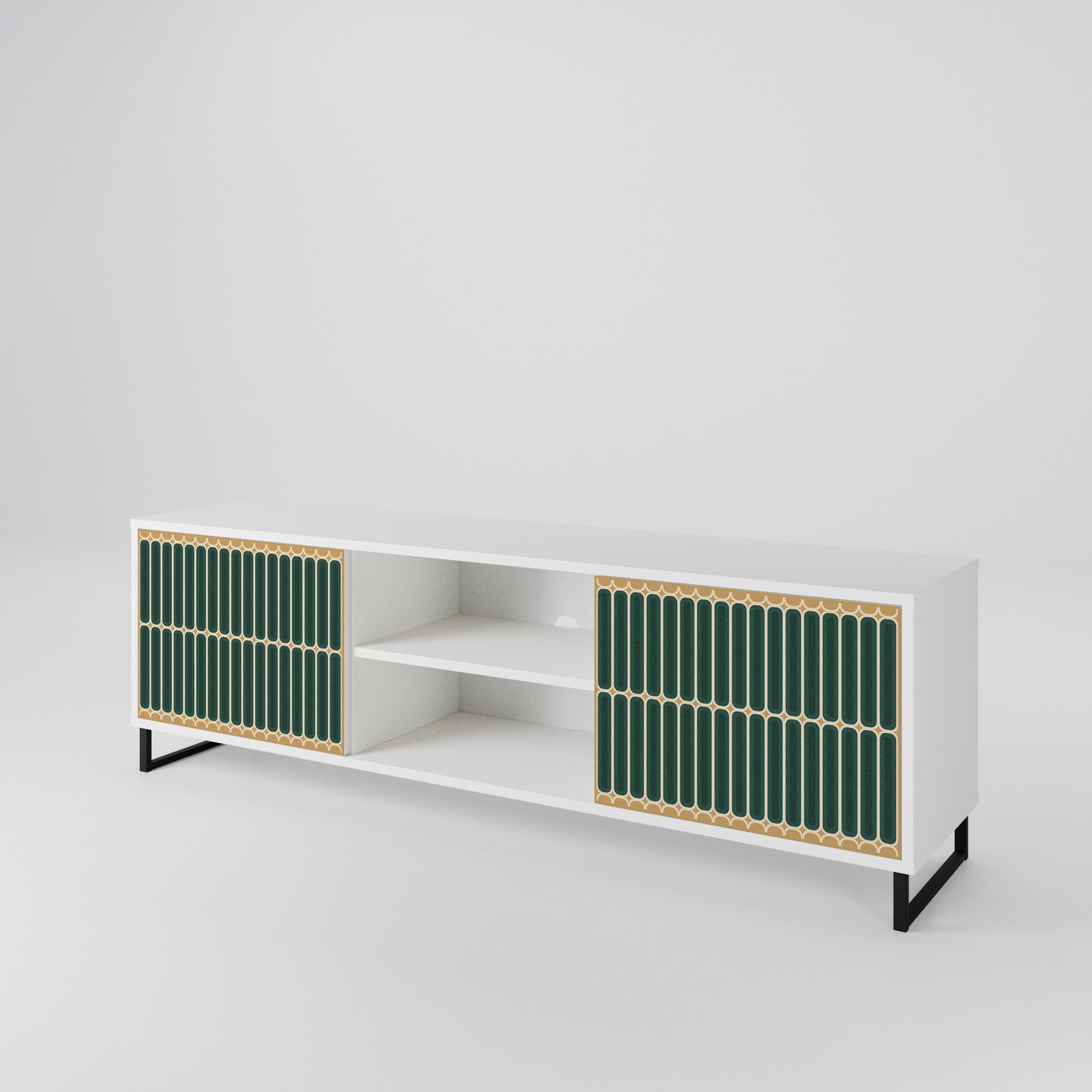 ILUSION GATE 2-Door TV Stand in White Finish