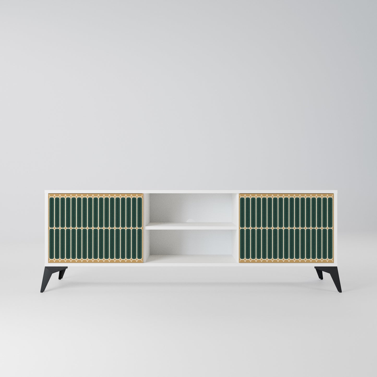 ILUSION GATE 2-Door TV Stand in White Finish