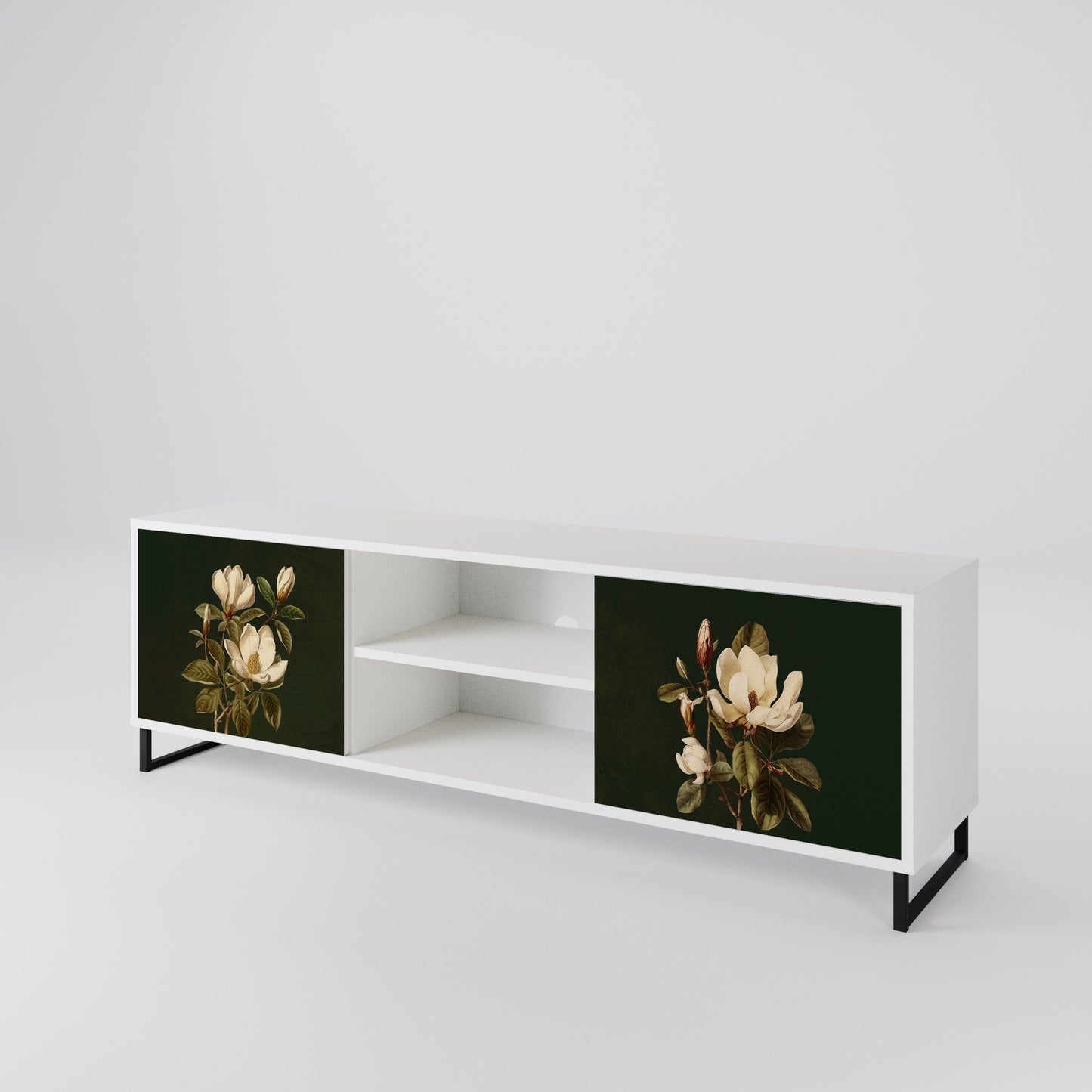 FLORAL NOIR Mobile TV a 2 Ante in Finitura Bianca