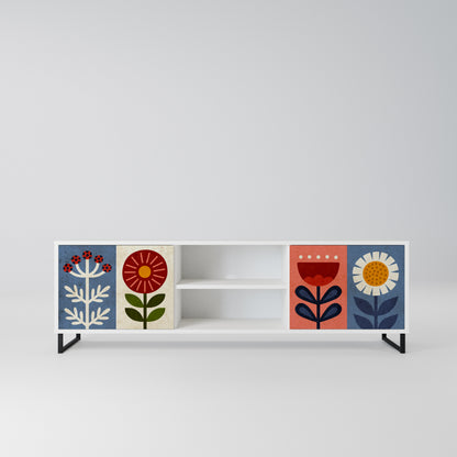 SCANDIC FLOWERET Mobile TV a 2 Ante in Finitura Bianca