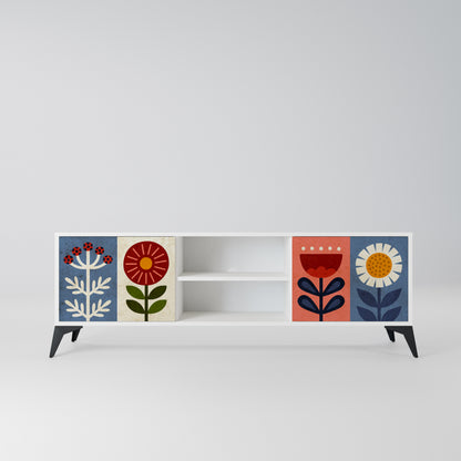 SCANDIC FLOWERET Mobile TV a 2 Ante in Finitura Bianca