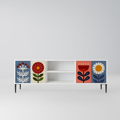 SCANDIC FLOWERET Mobile TV a 2 Ante in Finitura Bianca