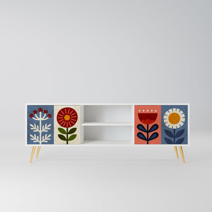 SCANDIC FLOWERET Mobile TV a 2 Ante in Finitura Bianca