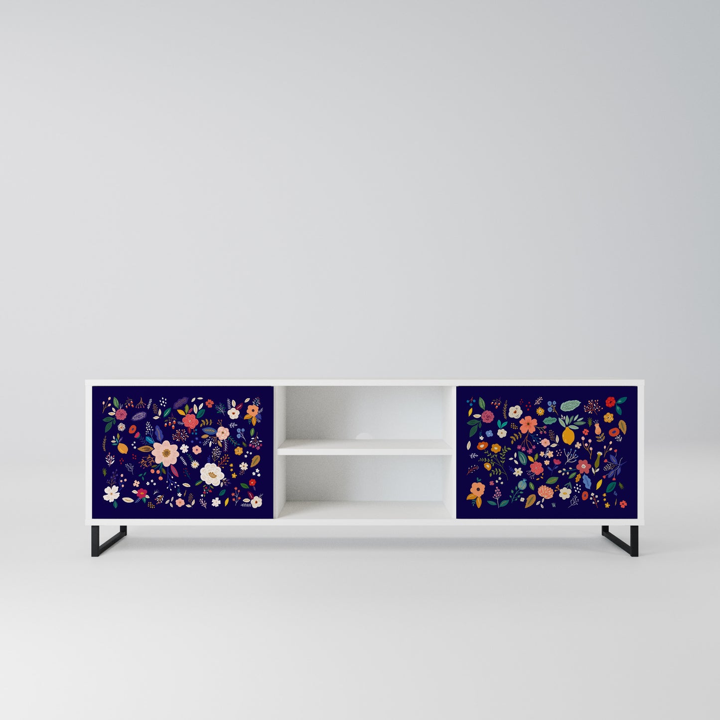 FLORAL COMBINATION Mobile TV a 2 Ante in Finitura Bianca