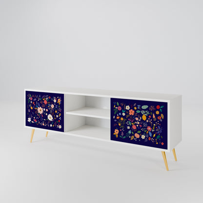 FLORAL COMBINATION Mobile TV a 2 Ante in Finitura Bianca