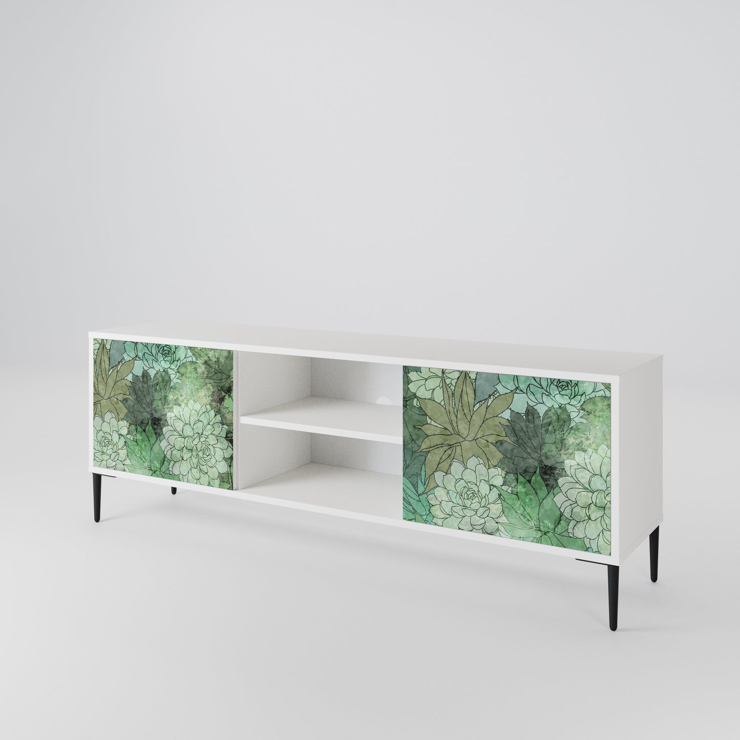 SUCCULENT CLUSTER Mobile TV a 2 Ante in Finitura Bianca