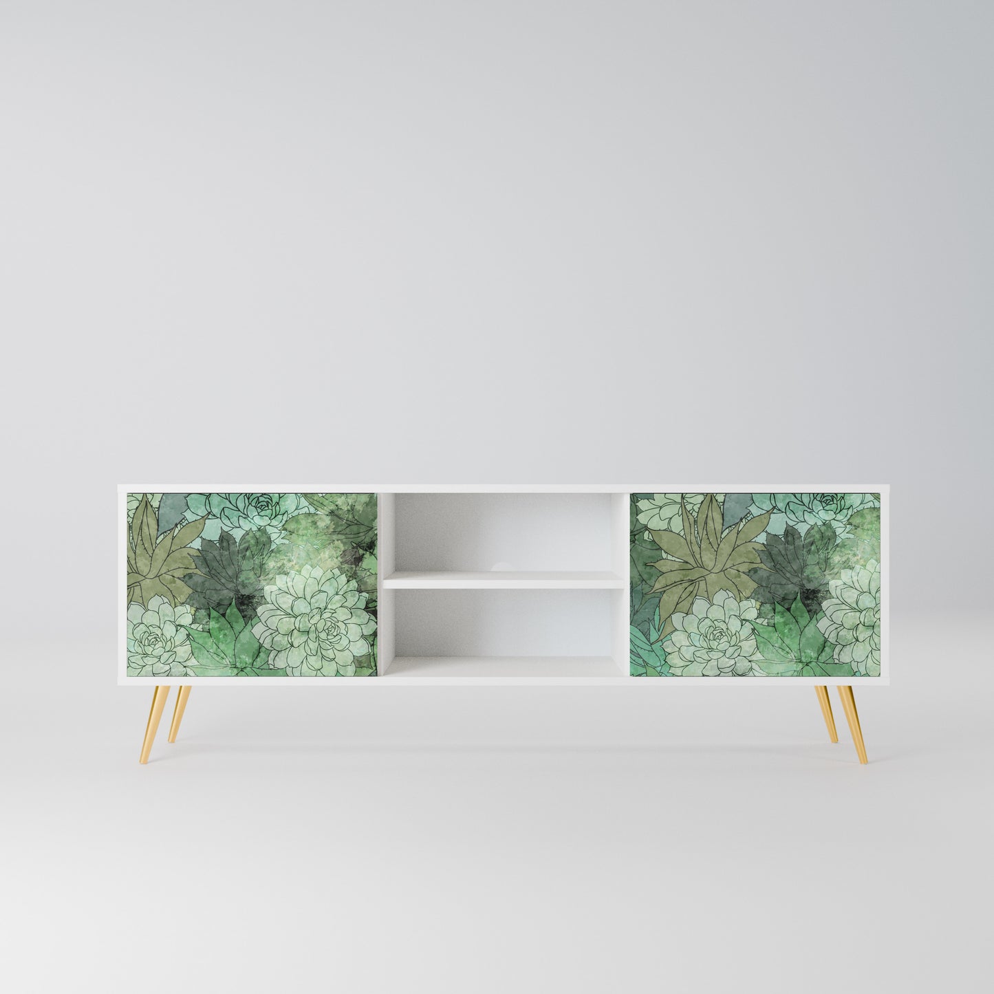 SUCCULENT CLUSTER Mobile TV a 2 Ante in Finitura Bianca