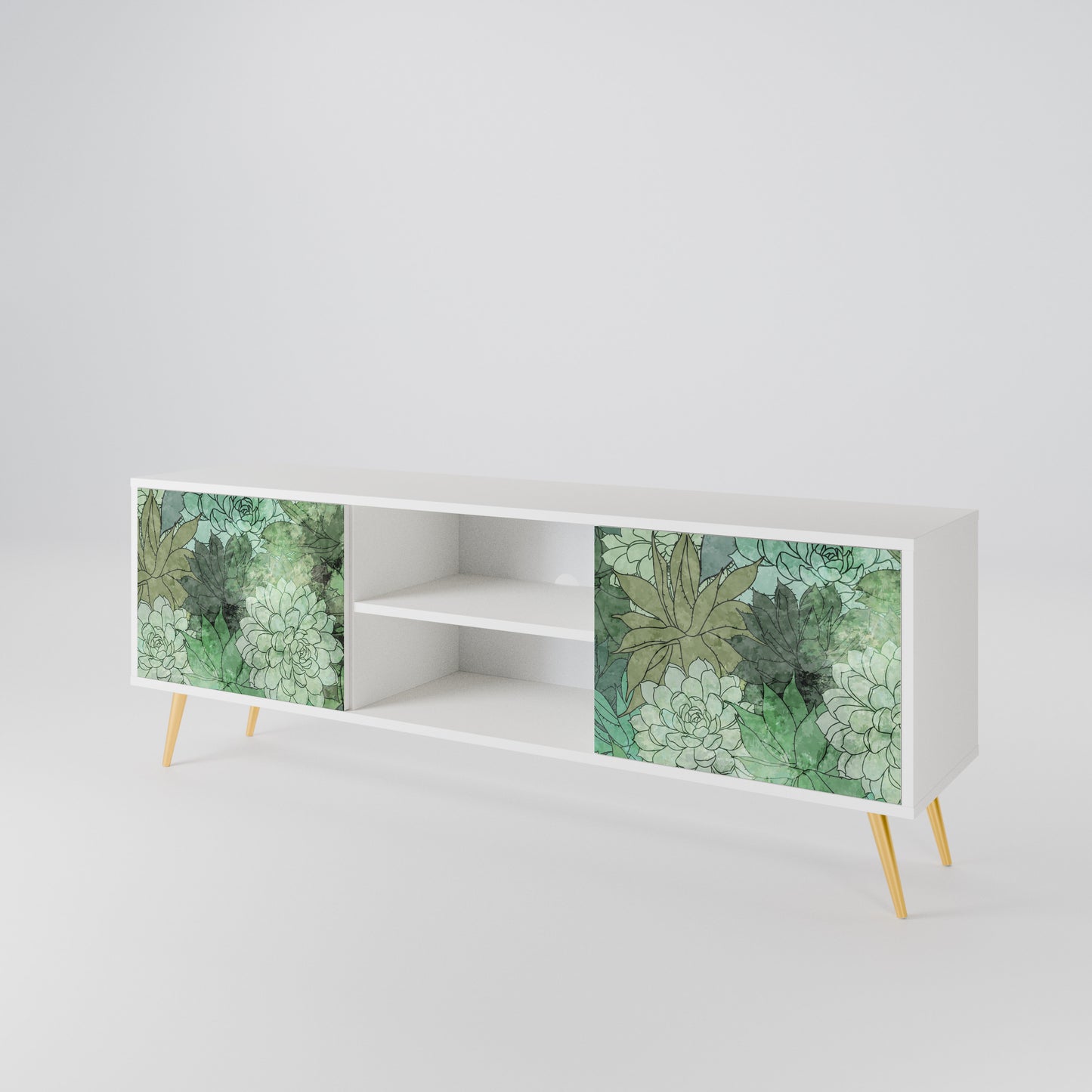 SUCCULENT CLUSTER Mobile TV a 2 Ante in Finitura Bianca