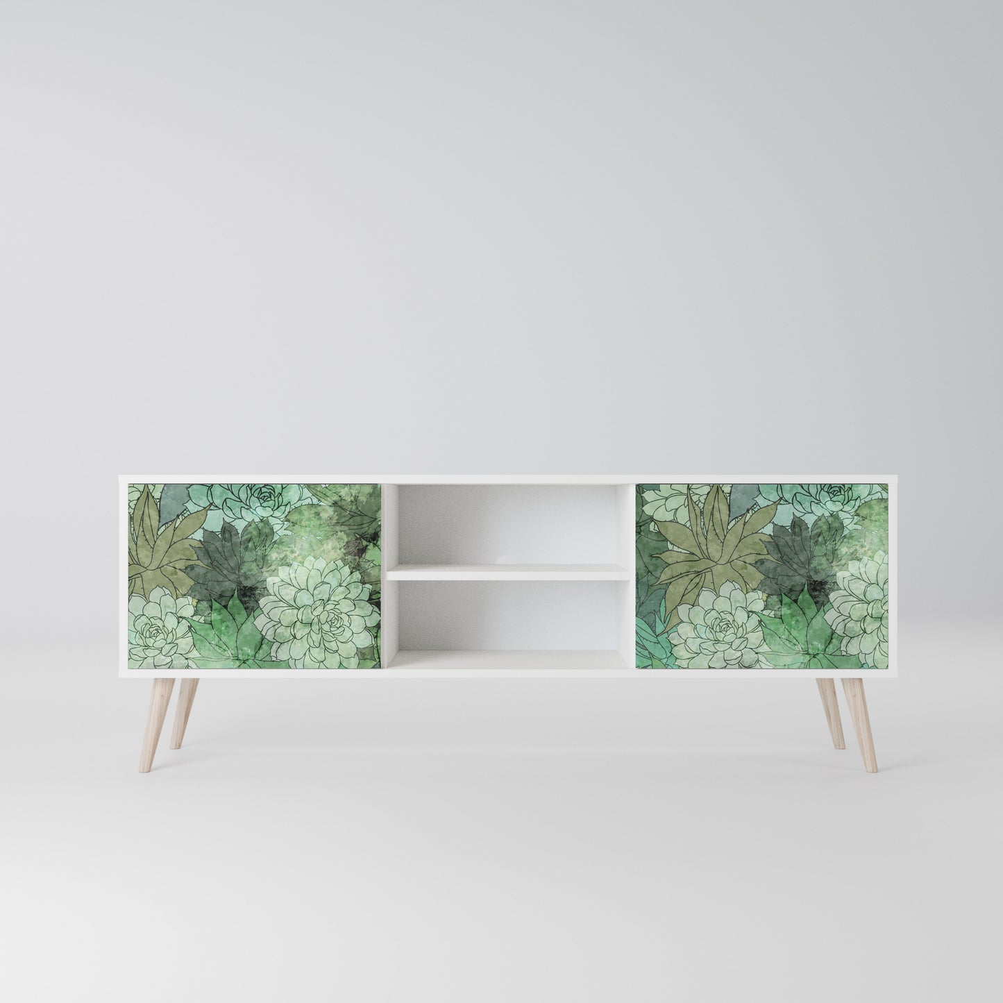 SUCCULENT CLUSTER Mobile TV a 2 Ante in Finitura Bianca