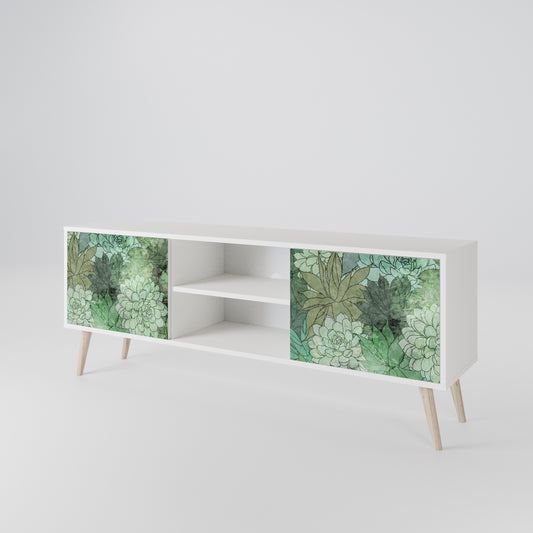 SUCCULENT CLUSTER Mobile TV a 2 Ante in Finitura Bianca