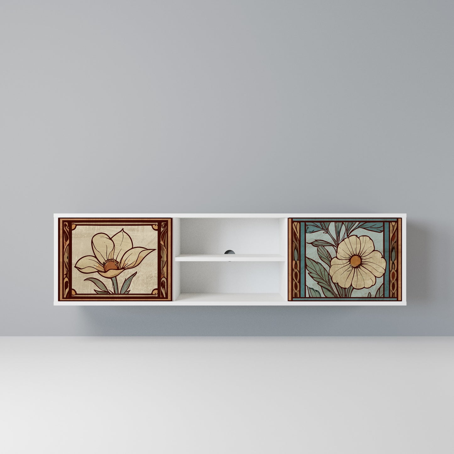 TIMELESS FLORA Mobile TV a 2 Ante in Finitura Bianca