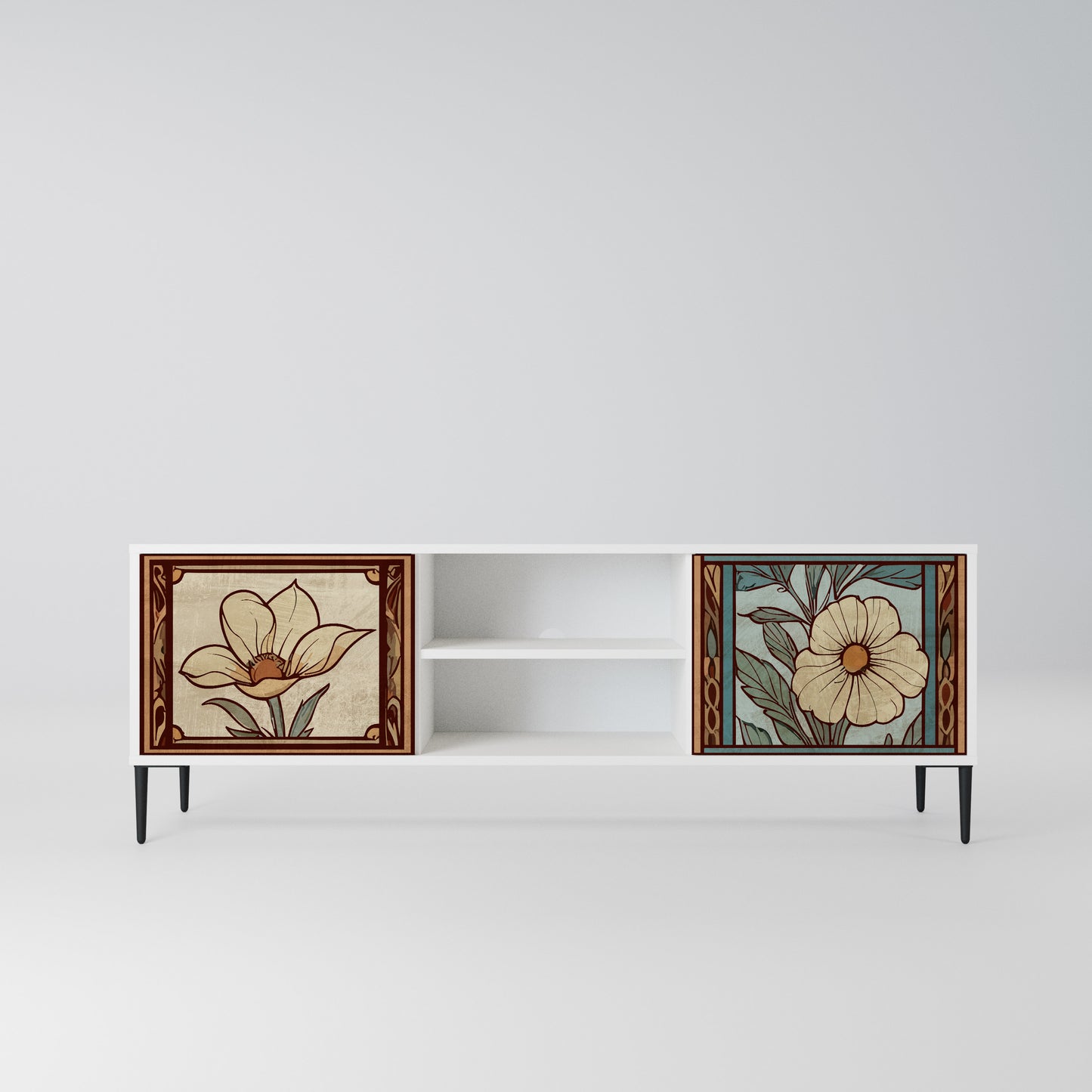 TIMELESS FLORA Mobile TV a 2 Ante in Finitura Bianca