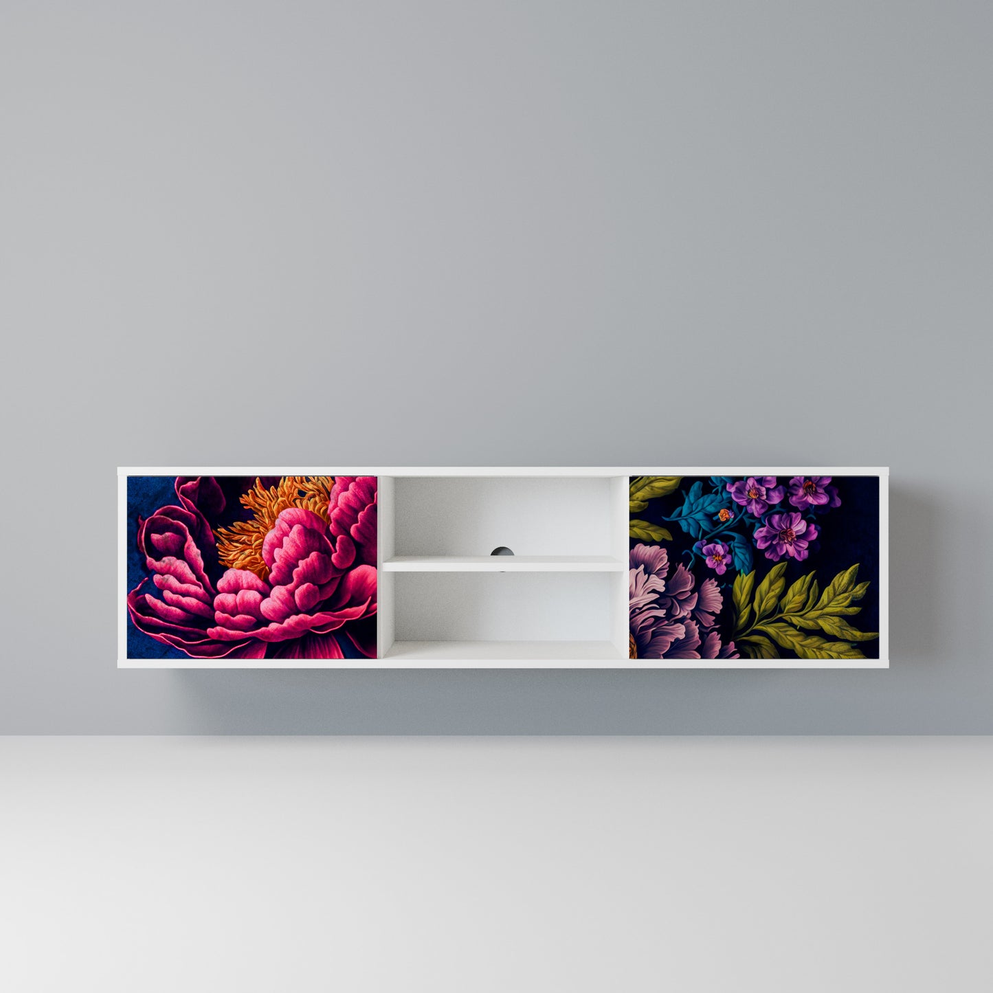 BLOOMING ELEGANCE Mobile TV a 2 Ante in Finitura Bianca