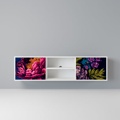 BLOOMING ELEGANCE Mobile TV a 2 Ante in Finitura Bianca