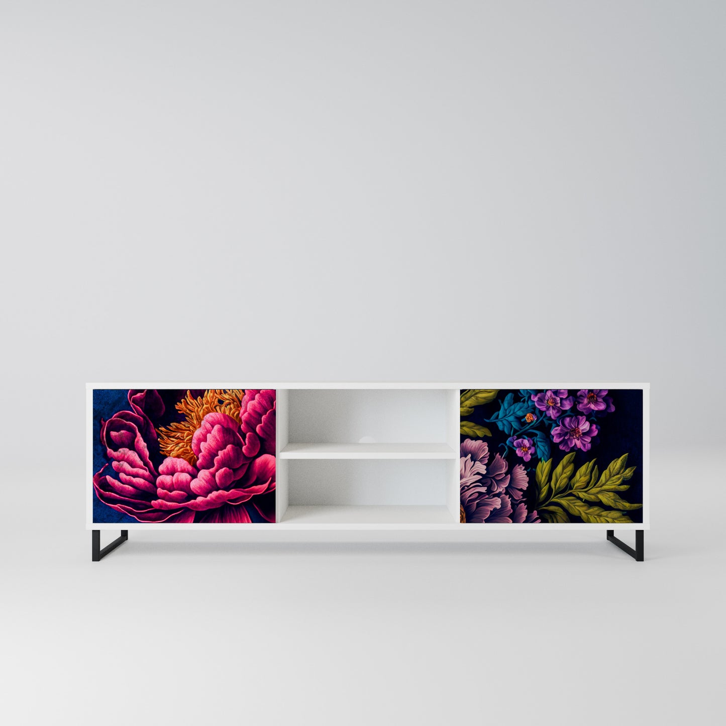 BLOOMING ELEGANCE Mobile TV a 2 Ante in Finitura Bianca