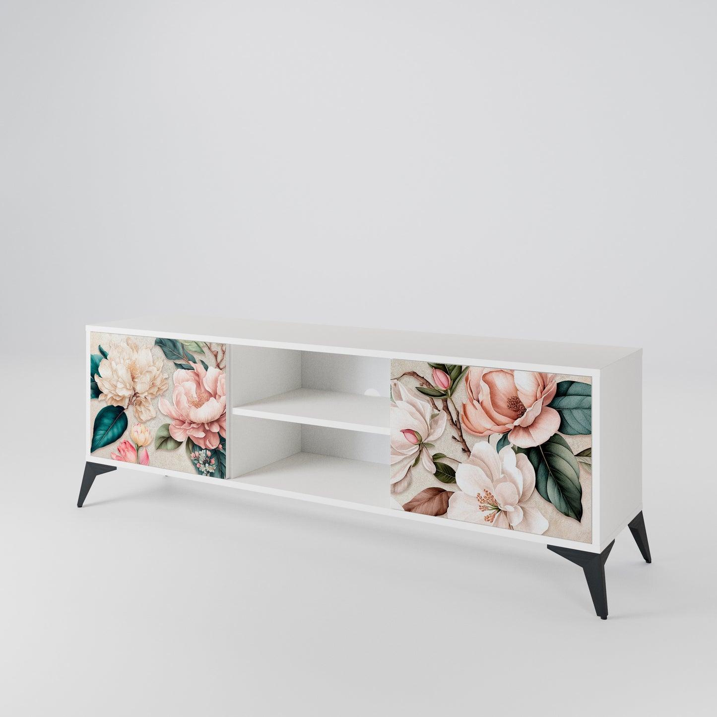 FLORAL GRACE Mobile TV a 2 Ante in Finitura Bianca