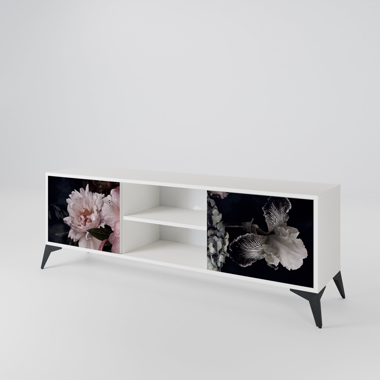 PURE BLOSSOM Mobile TV a 2 Ante in Finitura Bianca