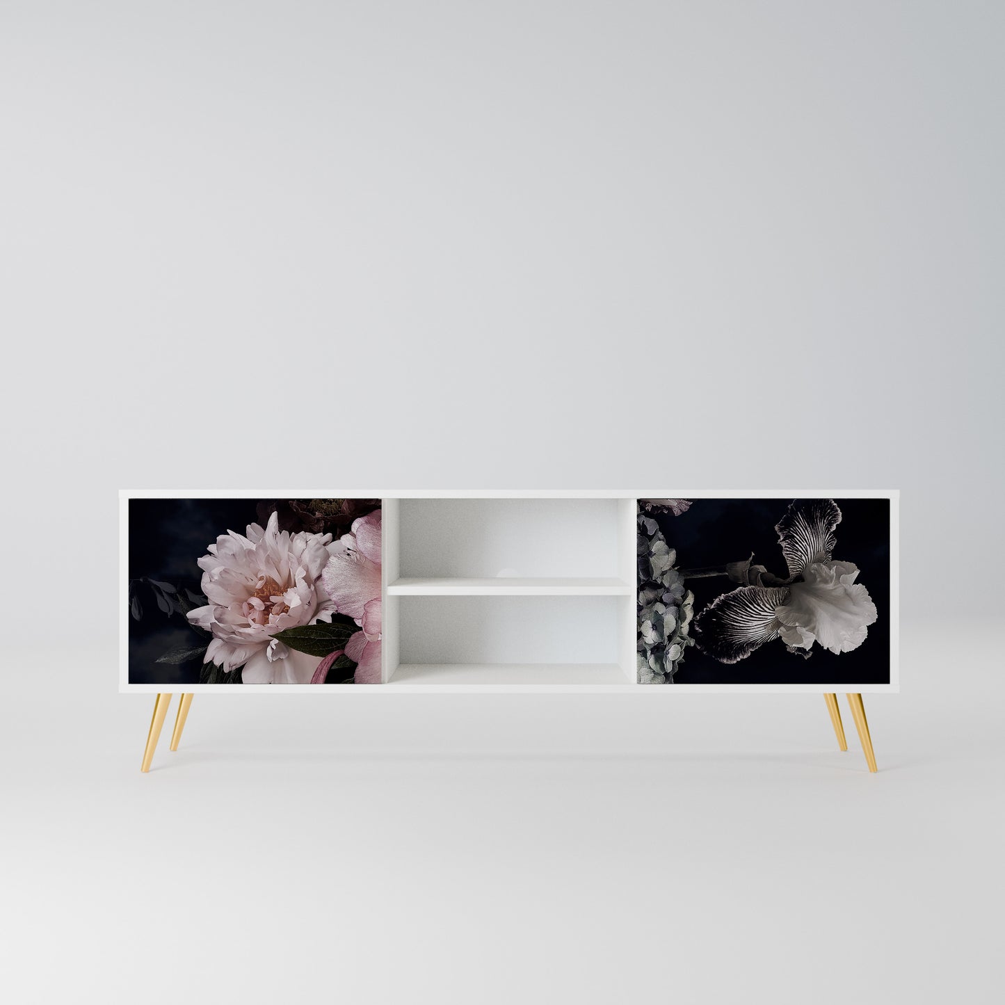 PURE BLOSSOM Mobile TV a 2 Ante in Finitura Bianca