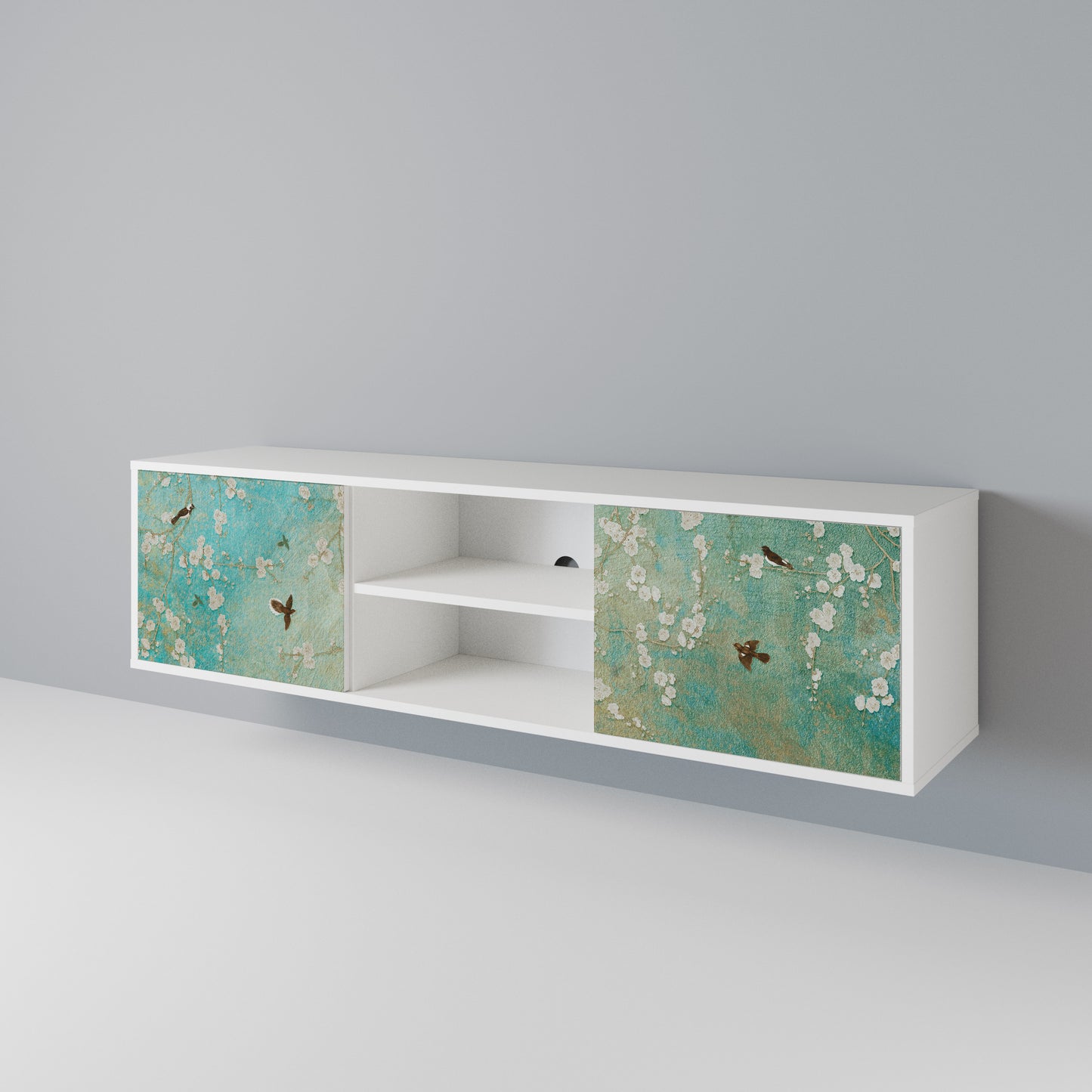 BLOOMING CHARM Mobile TV a 2 Ante in Finitura Bianca