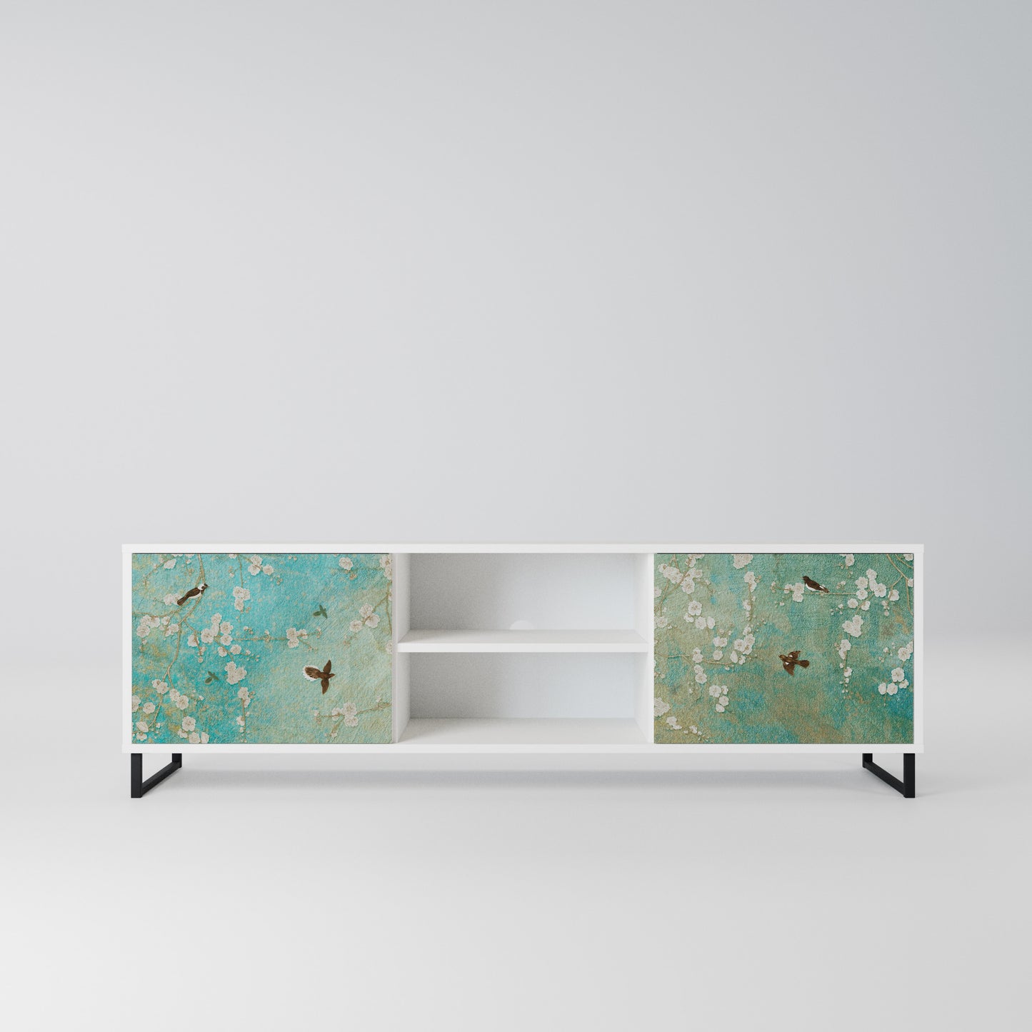 BLOOMING CHARM Mobile TV a 2 Ante in Finitura Bianca