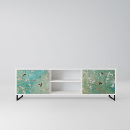 BLOOMING CHARM Mobile TV a 2 Ante in Finitura Bianca