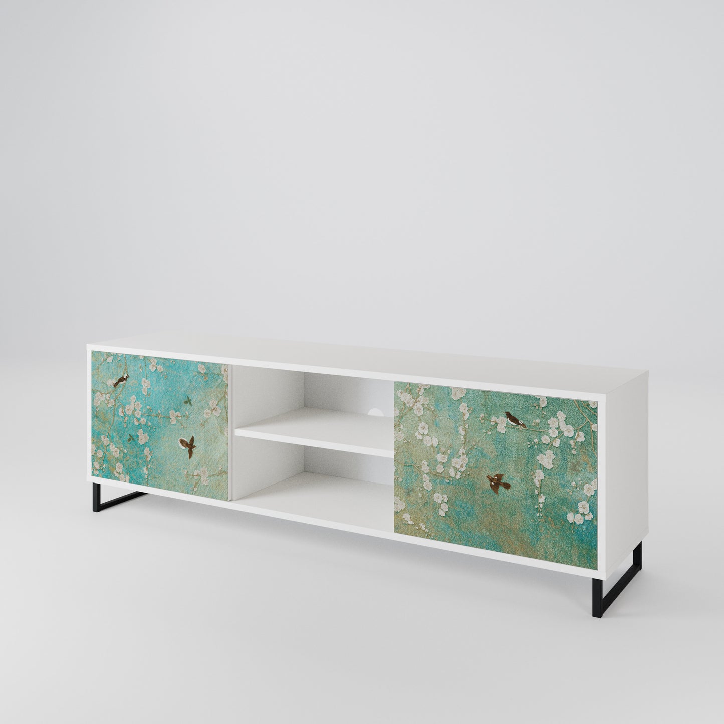 BLOOMING CHARM Mobile TV a 2 Ante in Finitura Bianca