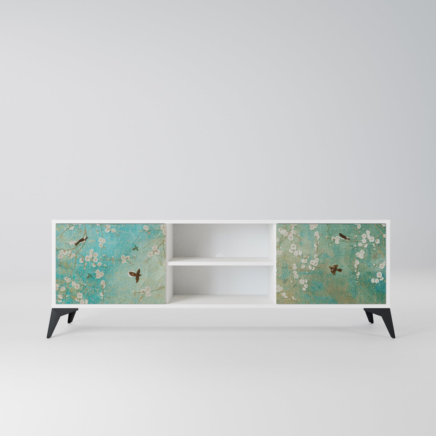 BLOOMING CHARM Mobile TV a 2 Ante in Finitura Bianca