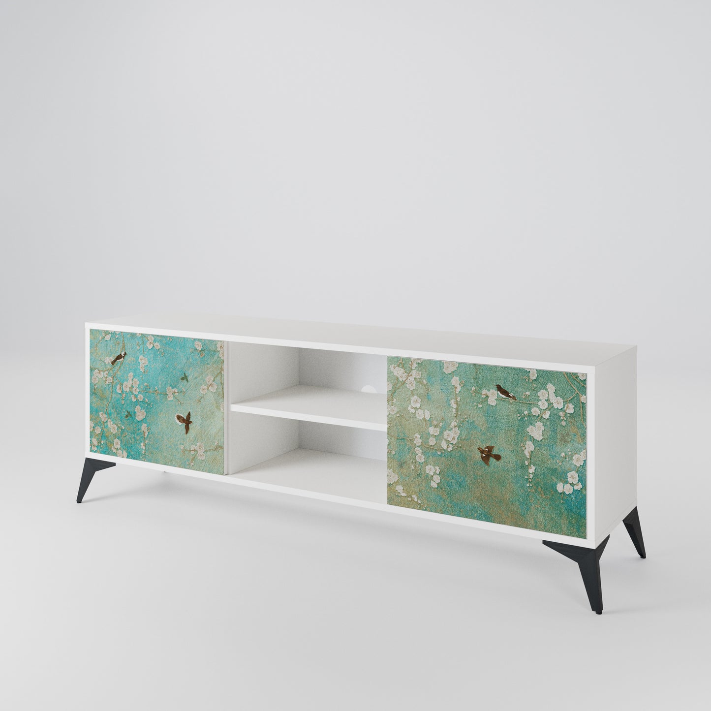 BLOOMING CHARM Mobile TV a 2 Ante in Finitura Bianca