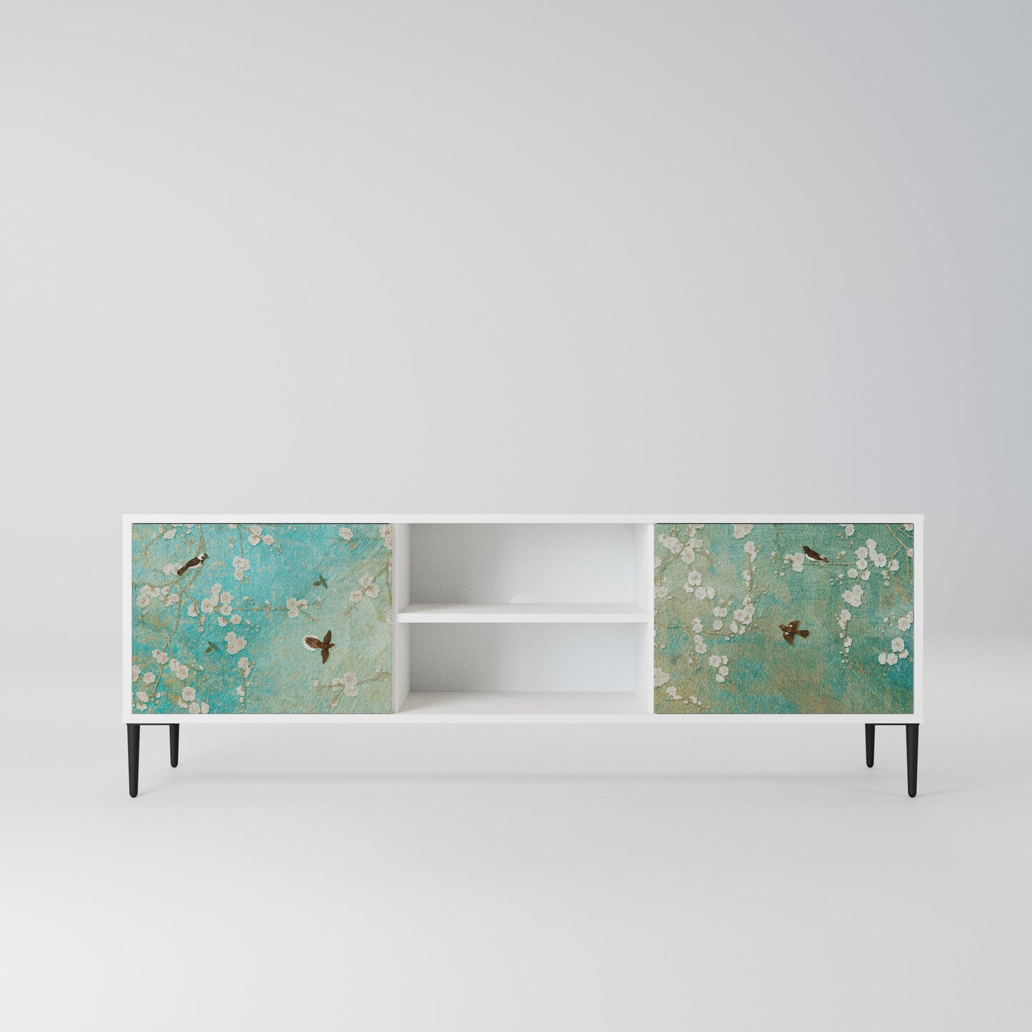 BLOOMING CHARM Mobile TV a 2 Ante in Finitura Bianca