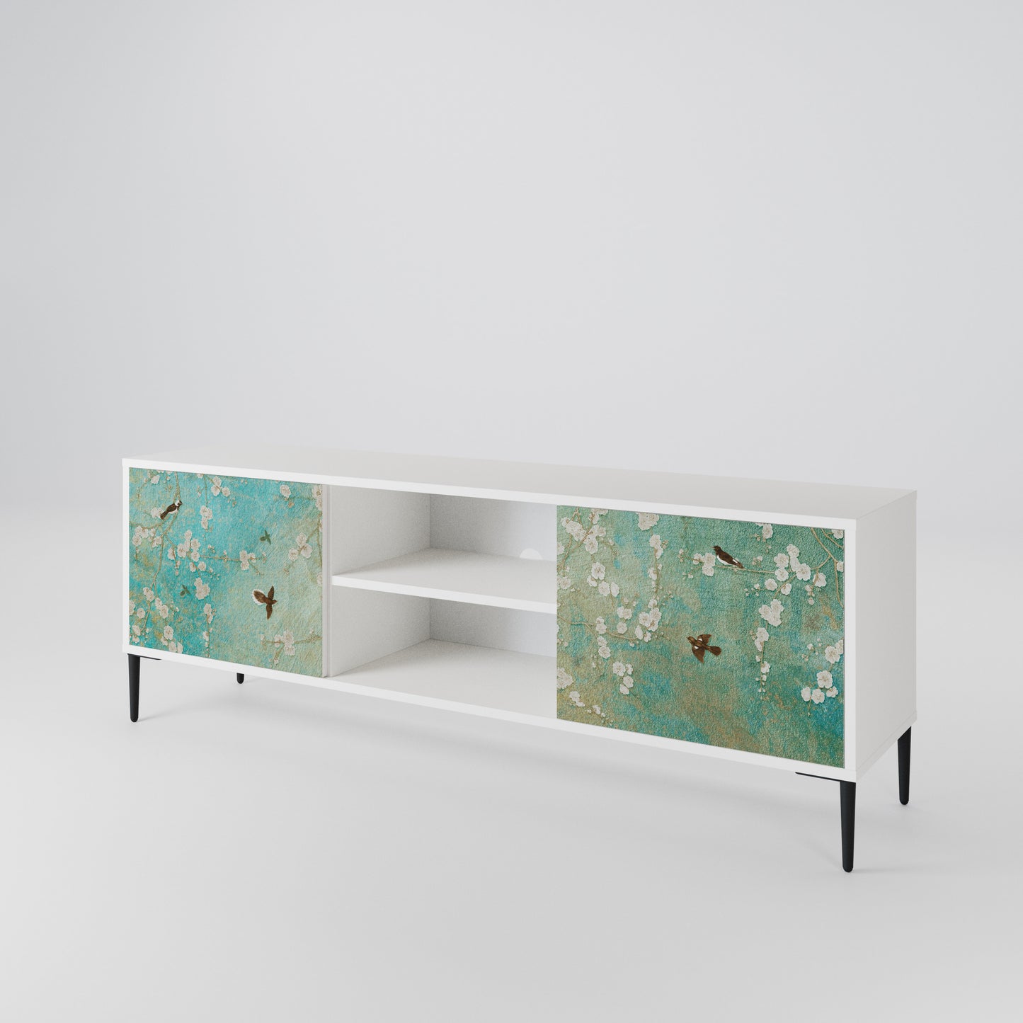 BLOOMING CHARM Mobile TV a 2 Ante in Finitura Bianca