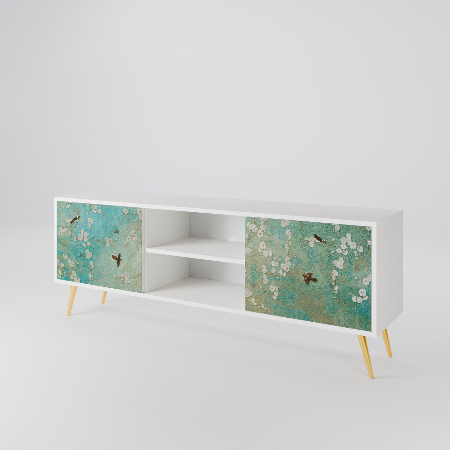 BLOOMING CHARM Mobile TV a 2 Ante in Finitura Bianca