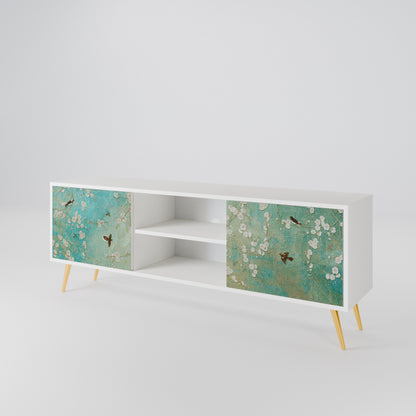 BLOOMING CHARM Mobile TV a 2 Ante in Finitura Bianca