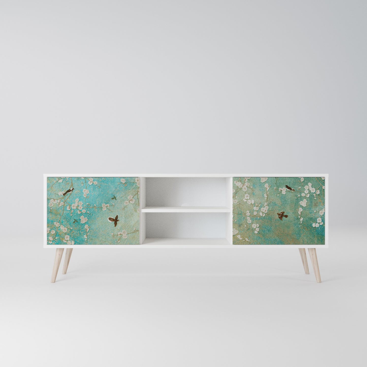 BLOOMING CHARM Mobile TV a 2 Ante in Finitura Bianca