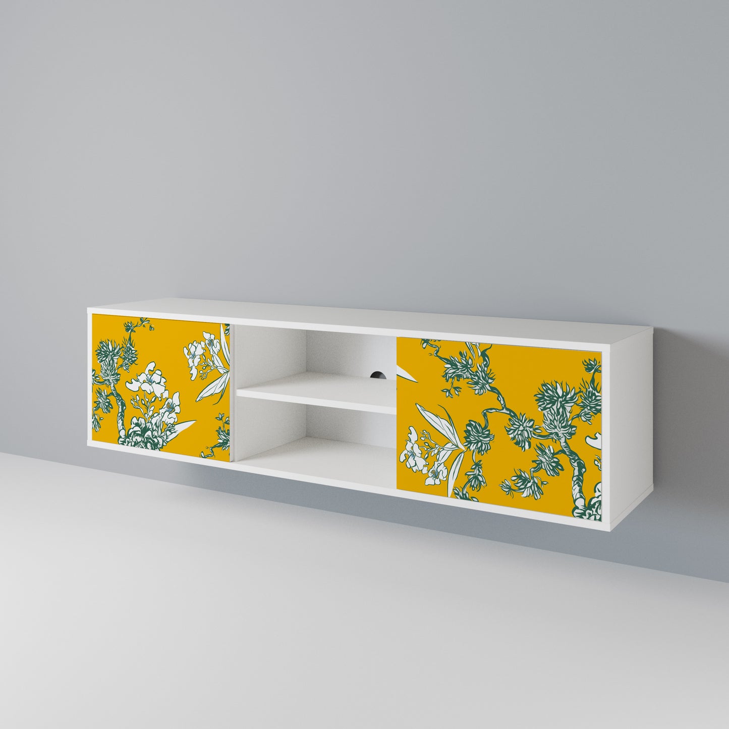 YELLOW CHINOISERIE Mobile TV a 2 Ante in Finitura Bianca