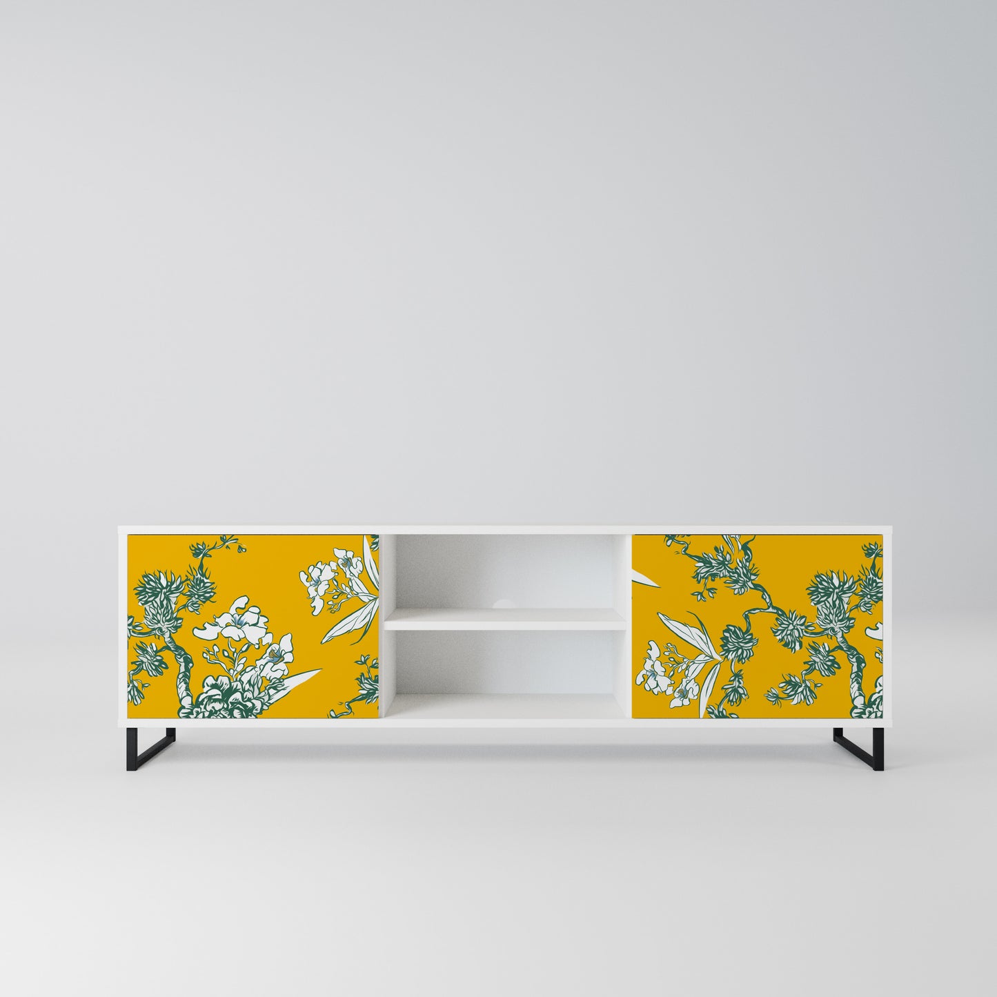 YELLOW CHINOISERIE Mobile TV a 2 Ante in Finitura Bianca