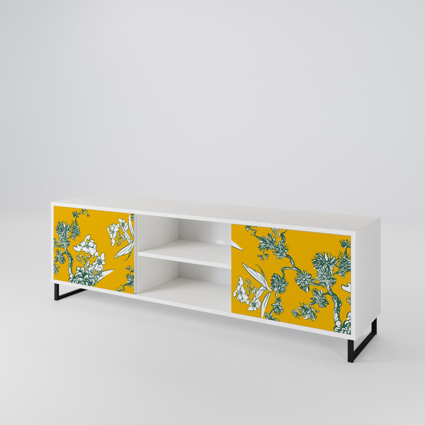 YELLOW CHINOISERIE Mobile TV a 2 Ante in Finitura Bianca