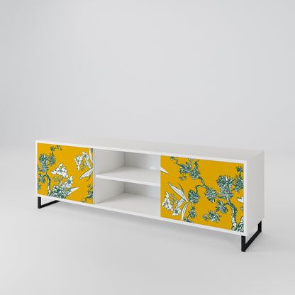 YELLOW CHINOISERIE Mobile TV a 2 Ante in Finitura Bianca