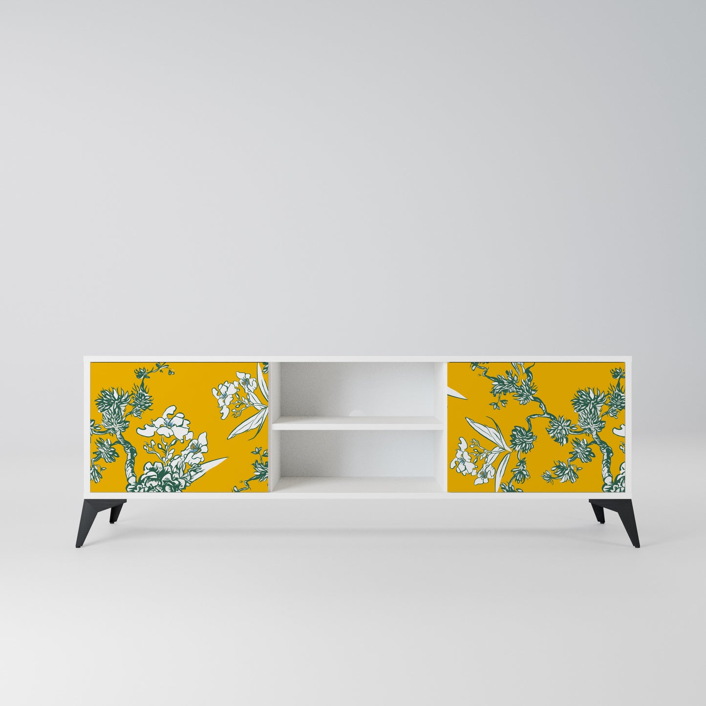 YELLOW CHINOISERIE Mobile TV a 2 Ante in Finitura Bianca