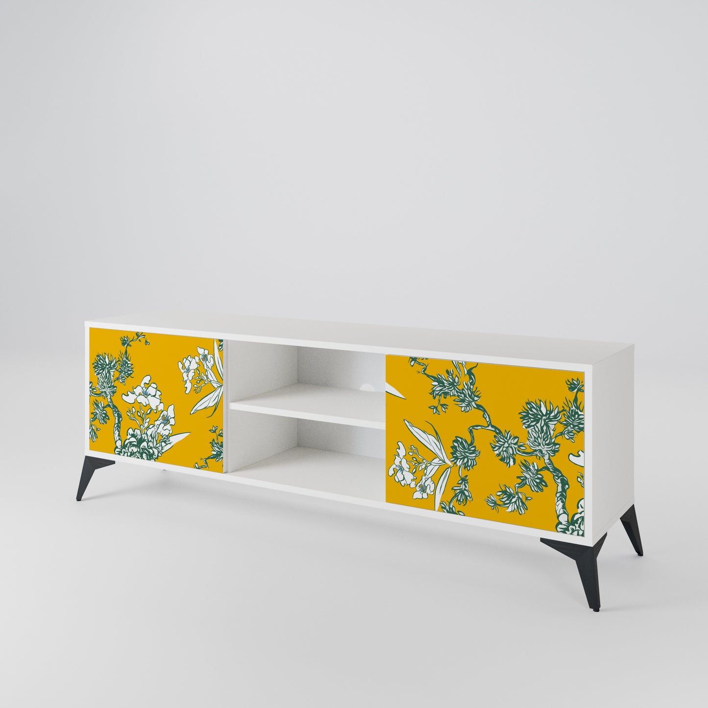 YELLOW CHINOISERIE Mobile TV a 2 Ante in Finitura Bianca