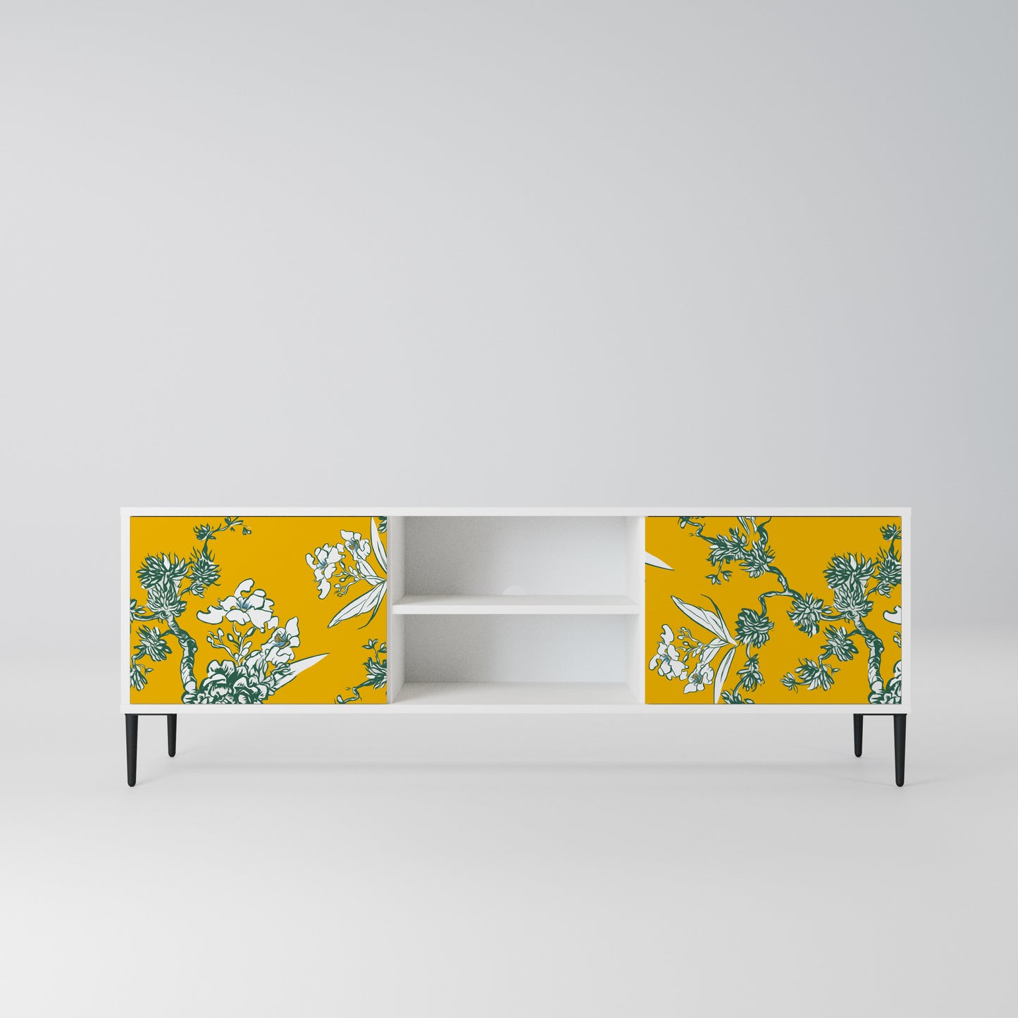 YELLOW CHINOISERIE Mobile TV a 2 Ante in Finitura Bianca