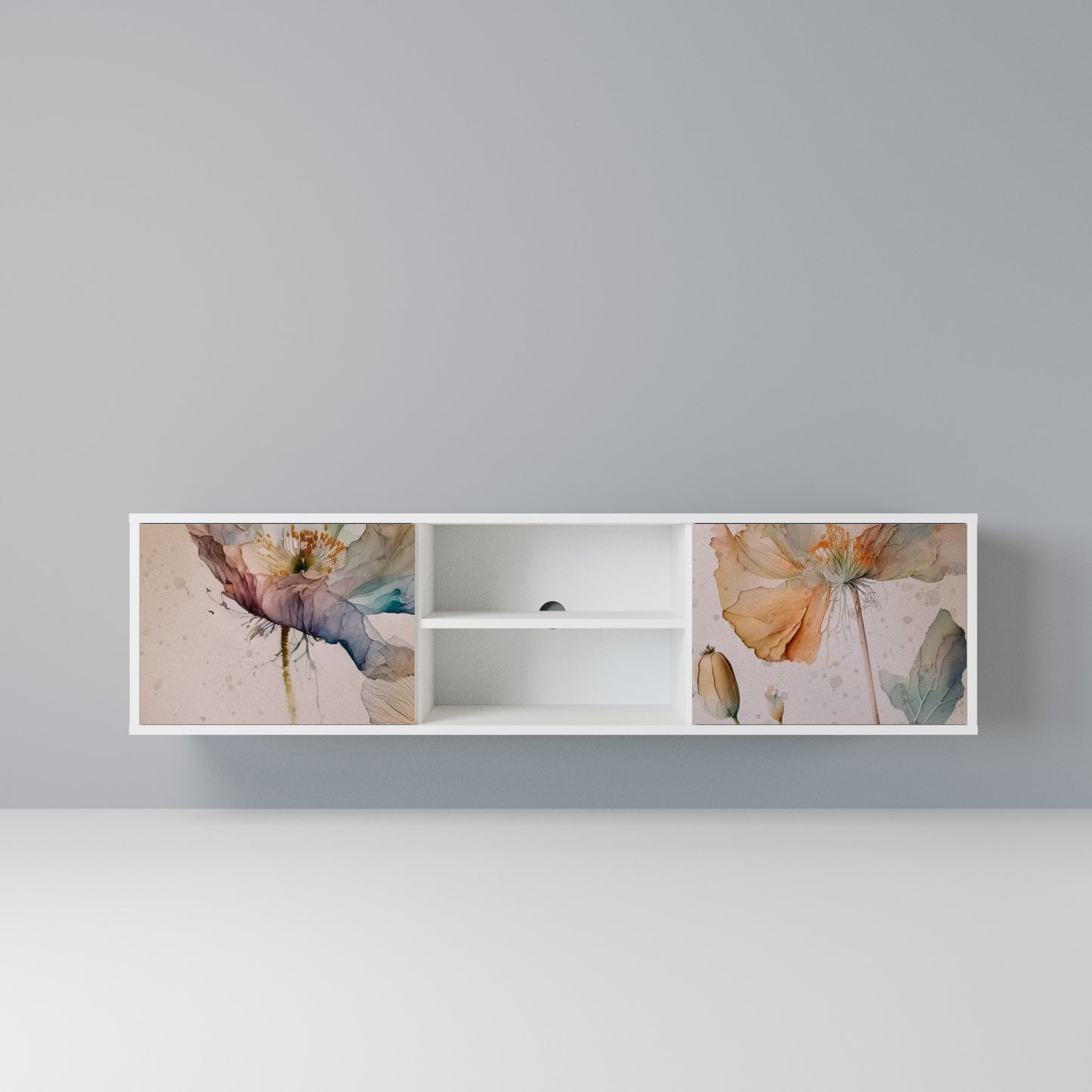 SOFTEN POPPY Mobile TV a 2 Ante in Finitura Bianca