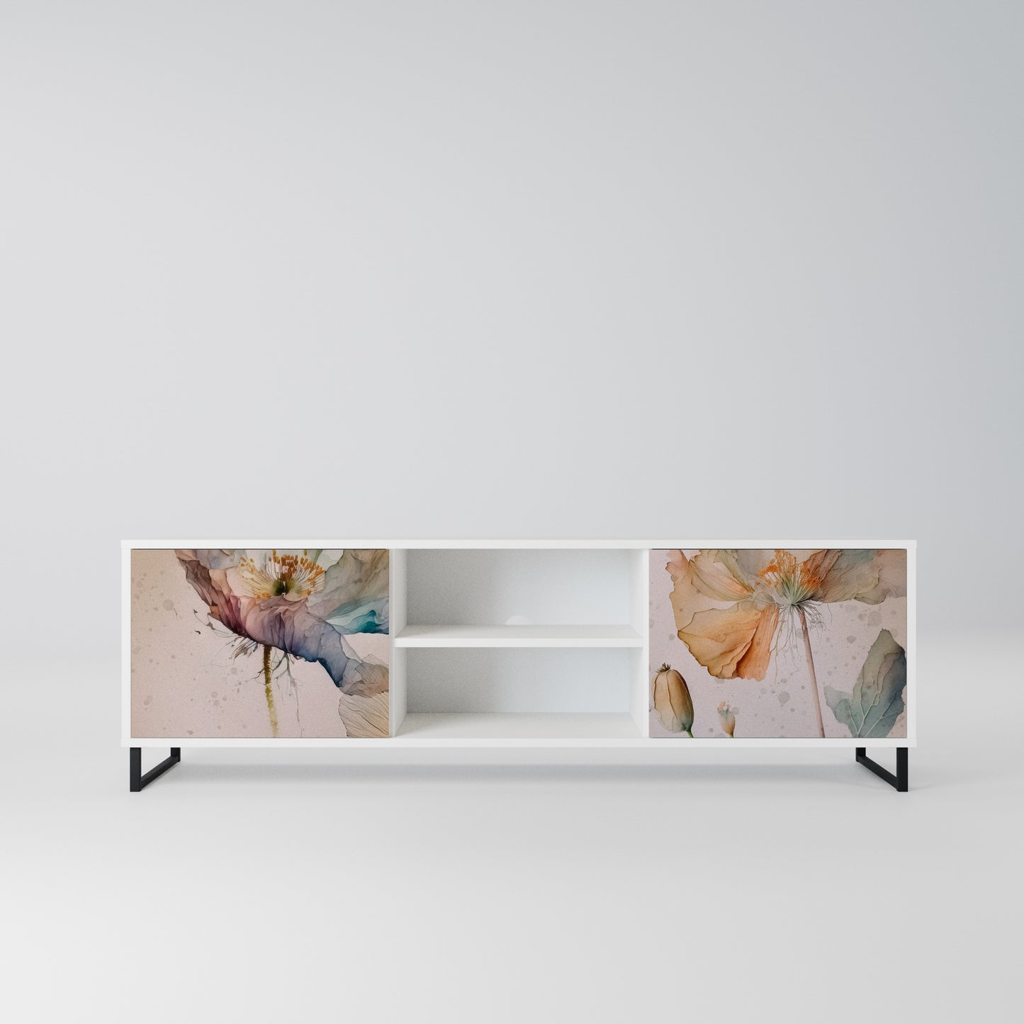 SOFTEN POPPY Mobile TV a 2 Ante in Finitura Bianca