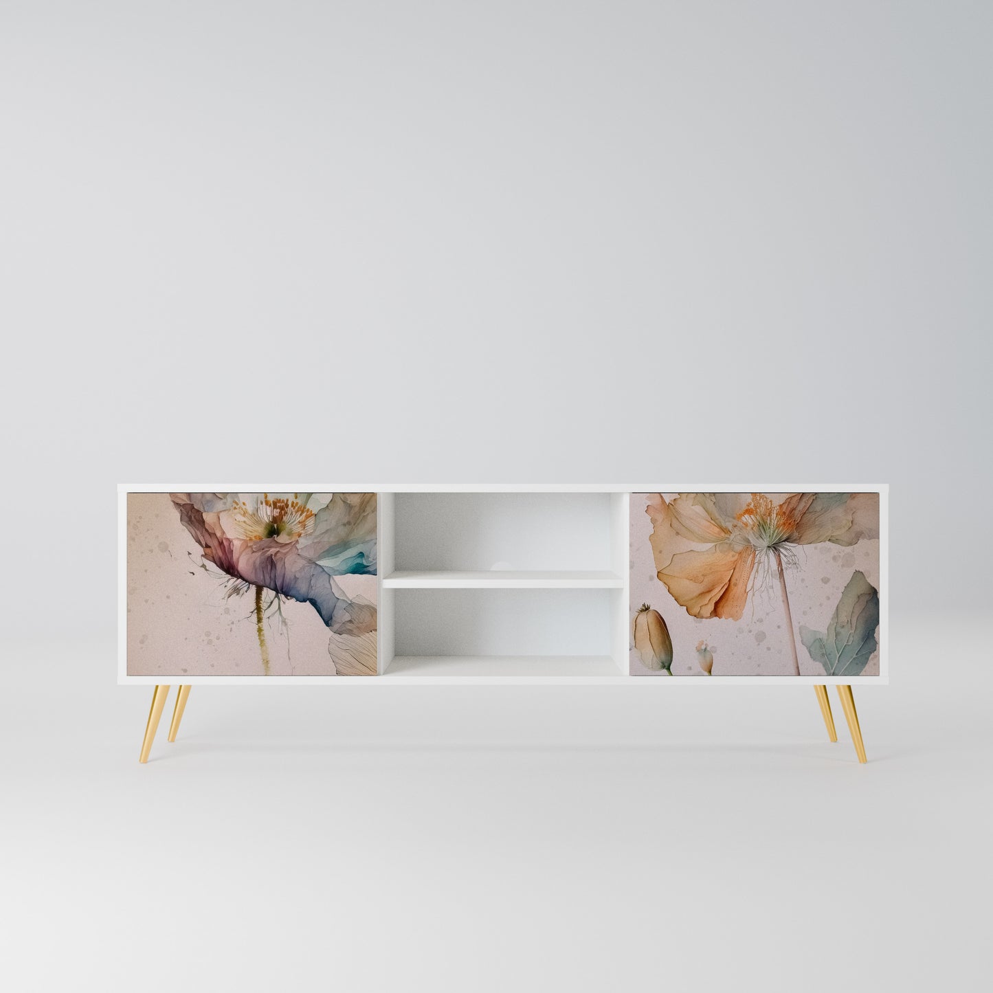 SOFTEN POPPY Mobile TV a 2 Ante in Finitura Bianca