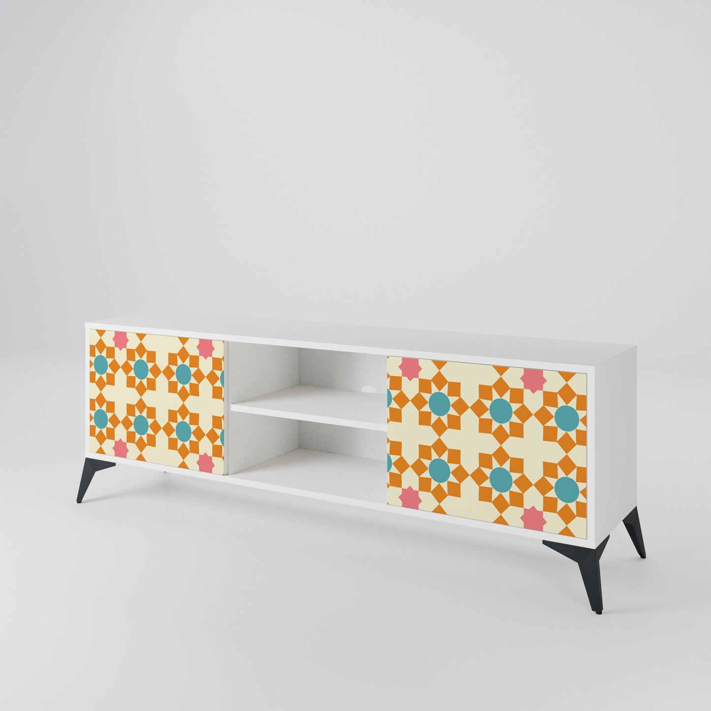 FLORAL DECOR Mobile TV a 2 Ante in Finitura Bianca