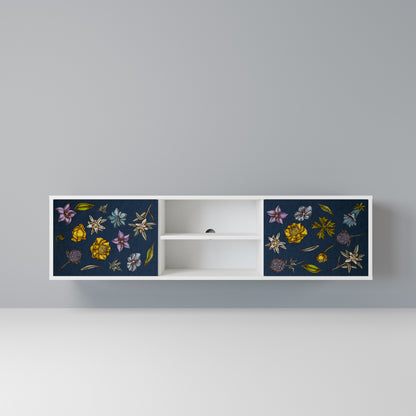 FLOWERS ON NAVY BLUE Mobile TV a 2 Ante in Finitura Bianca