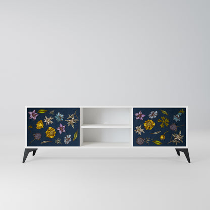 FLOWERS ON NAVY BLUE Mobile TV a 2 Ante in Finitura Bianca